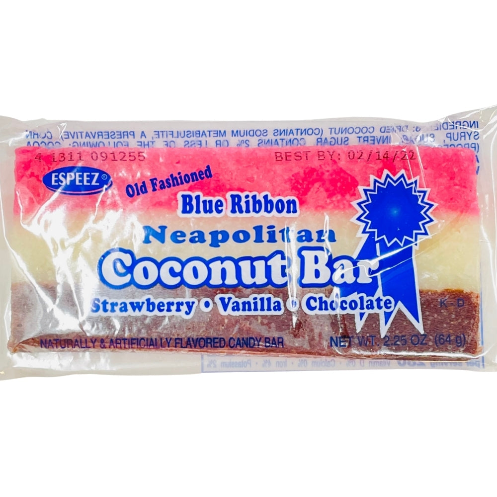 Blue Ribbon Neapolitan Coconut Bar - Candy Blog