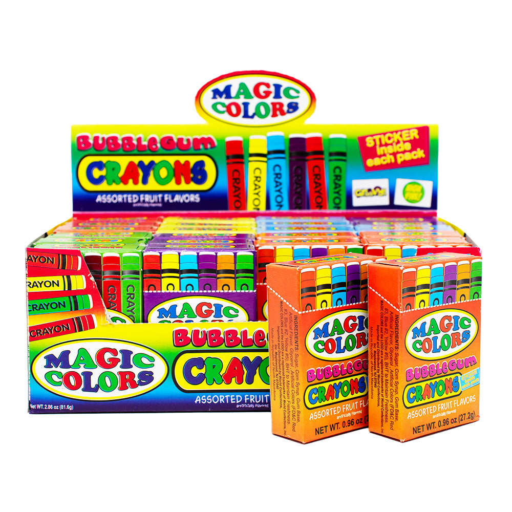 Worlds Magic Colors Bubble Gum Crayons - 24 Pack – Candy District