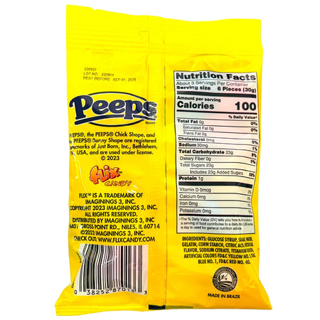 Peeps Gummies 3.75oz - 12 Pack Nutrition Facts Ingredients