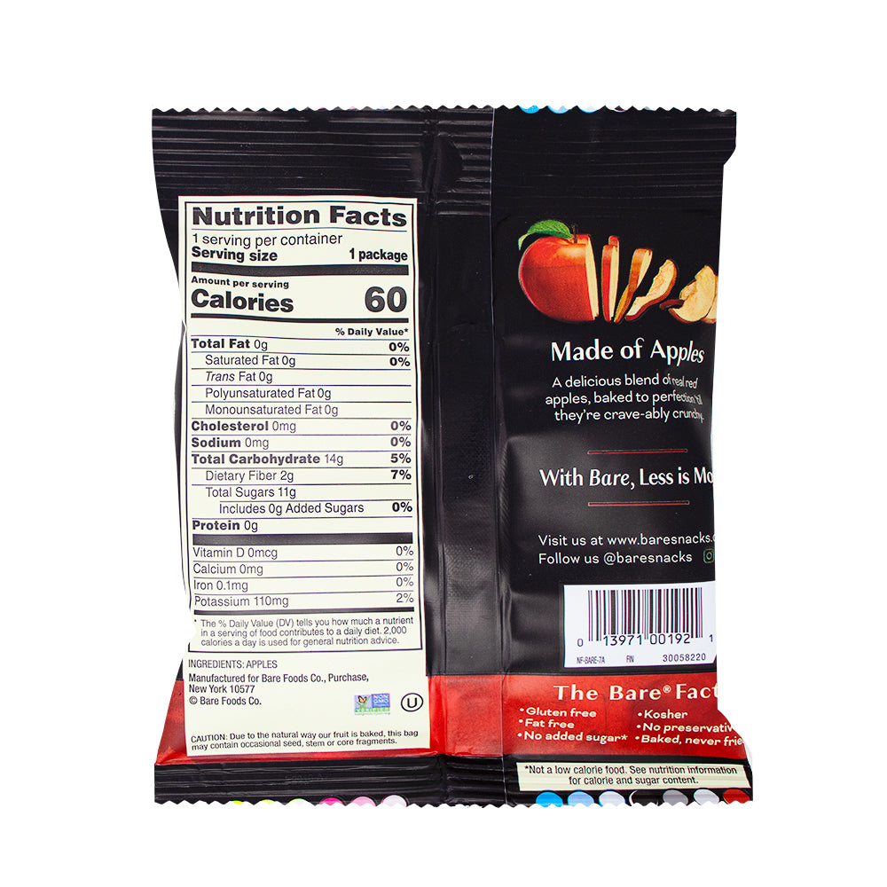 Bare Baked Crunchy Crispy Reds Apple Chips 15g - 18 Pack  Nutrition Facts Ingredients