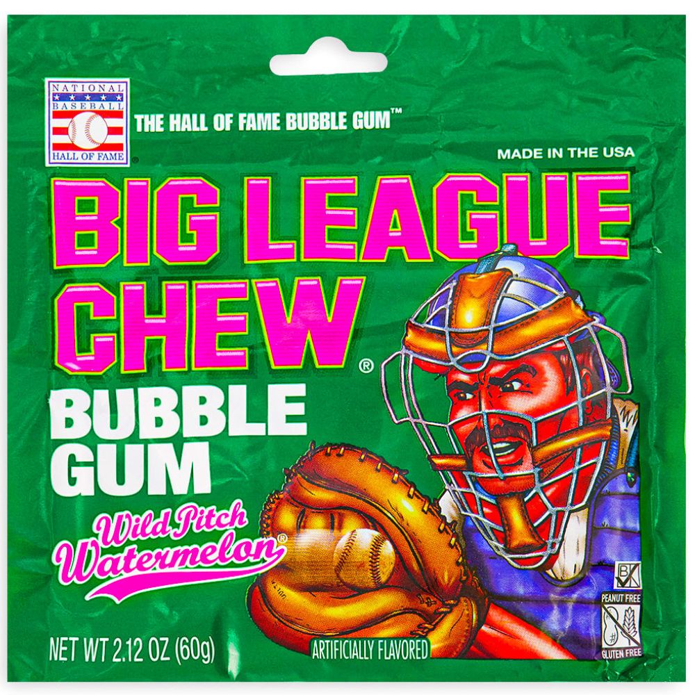 Big League Chew Bubble Gum - Wild Pitch Watermelon: 60g 12 Pack