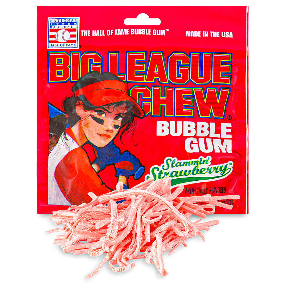 Big League Chew Bubble Gum Slammin' Strawberry - 12 Pack