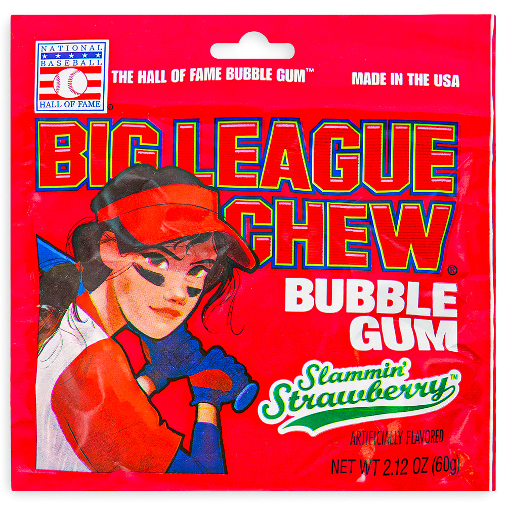 Big League Chew Bubble Gum Slammin' Strawberry - 12 Pack