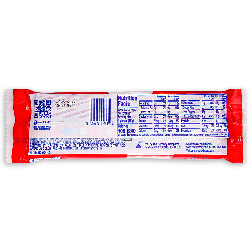 Twizzlers Twists Strawberry 2.5oz - 18 Pack Nutrition Facts Ingredients