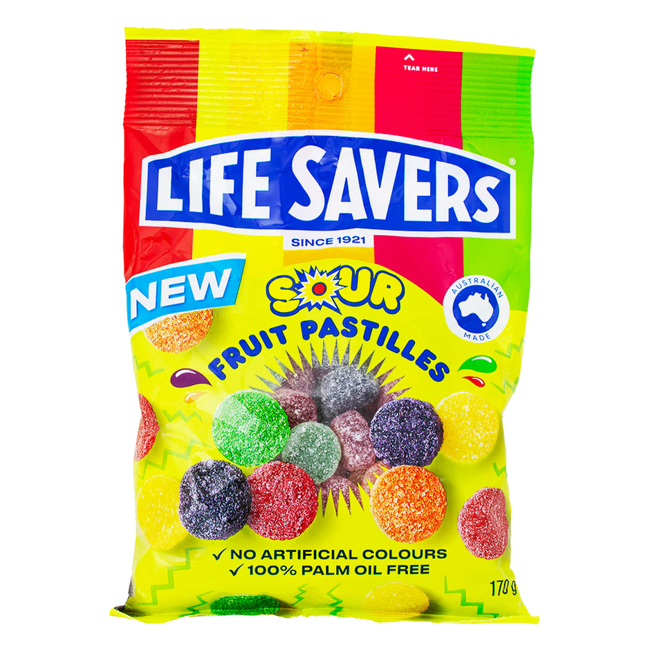 Lifesavers Sour Fruit Pastilles (Aus) 170g - 12 Pack