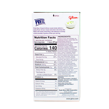 Pretz Sour Cream & Onion 1.09oz - 10 Pack  Nutrition Facts Ingredients