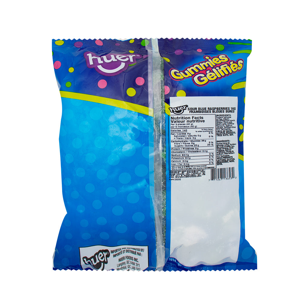 Huer Sour Blue Raspberries Gummy Candy 1kg - 1 Bag  Nutrition Facts Ingredients