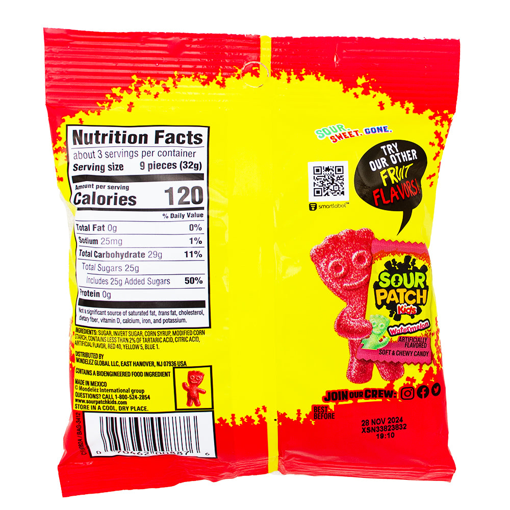 Sour Patch Kids Strawberry 3.6oz - 12 Pack   Nutrition Facts Ingredients