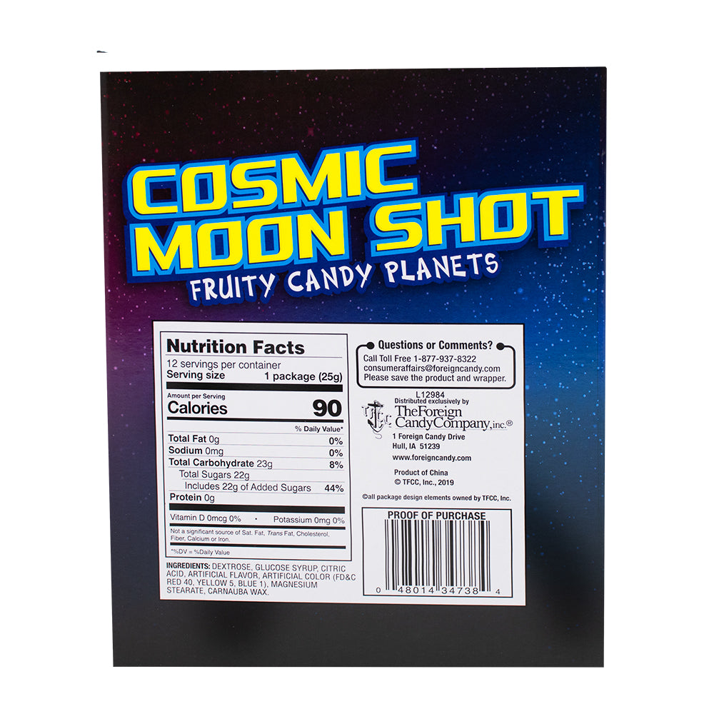 Moon Shot Fruity Candy Planets 0.88oz - 12 Pack  Nutrition Facts Ingredients

