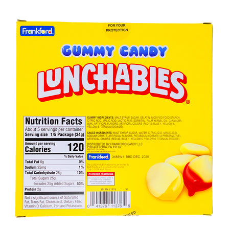 Kraft Gummy Lunchables Nacho - 6.2oz - 6 Pack  Nutrition Facts Ingredients
