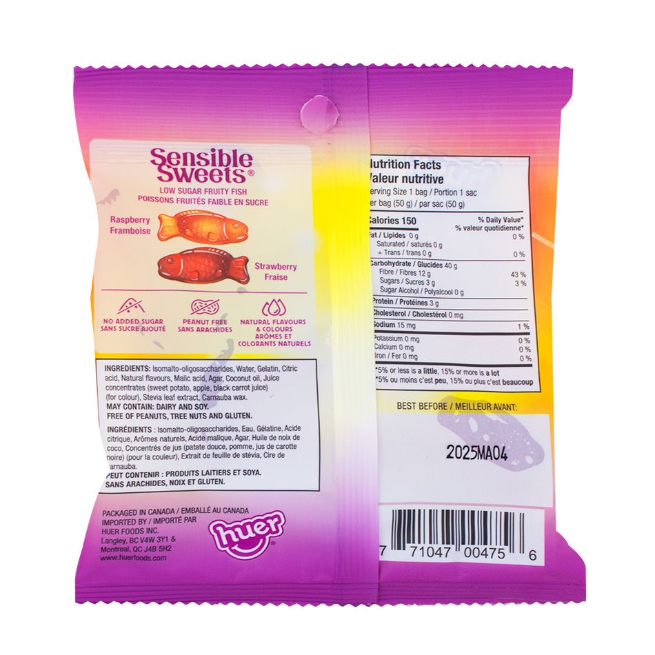 Huer Sensible Sweets Fruity Fish - Low Sugar 50g 12 Pack  Nutrition Facts Ingredients
