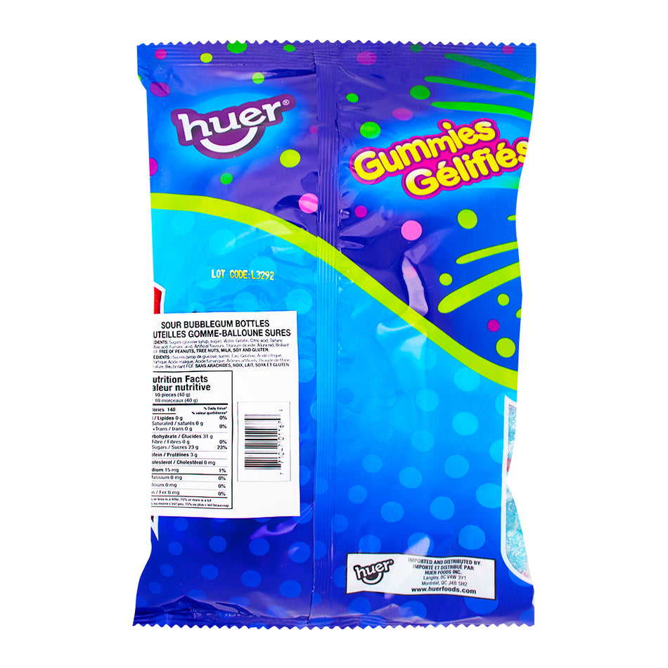 Huer Sour Bubble Gum Bottles Gummies - 1 kg  Nutrition Facts Ingredients
