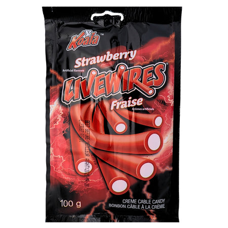 Koala Livewires Strawberry Cream Cables Candy 100g - 18 Pack