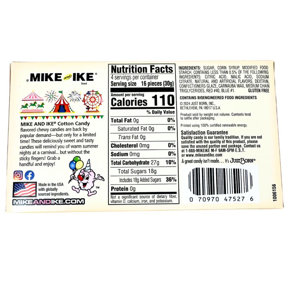 Mike and Ike Cotton Candy Theater Box - 12 Pack