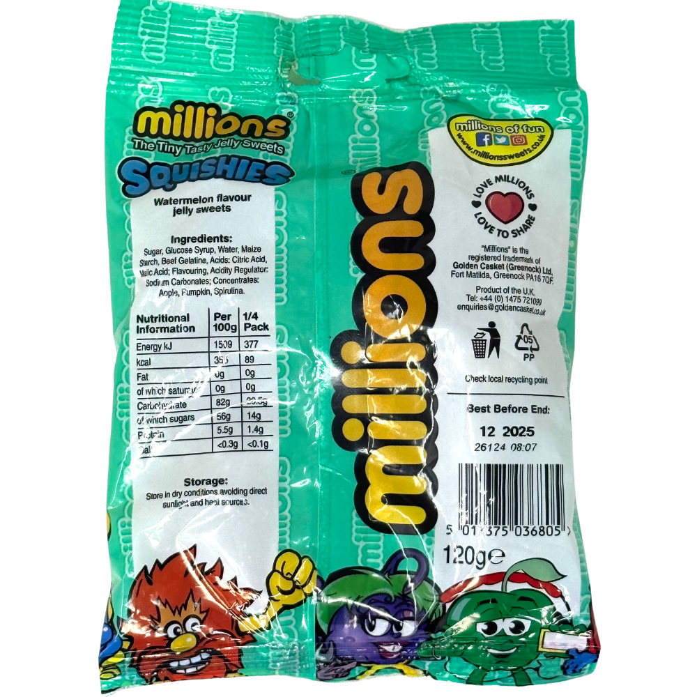 Millions Squishies Watermelon 120g - 12 Pack