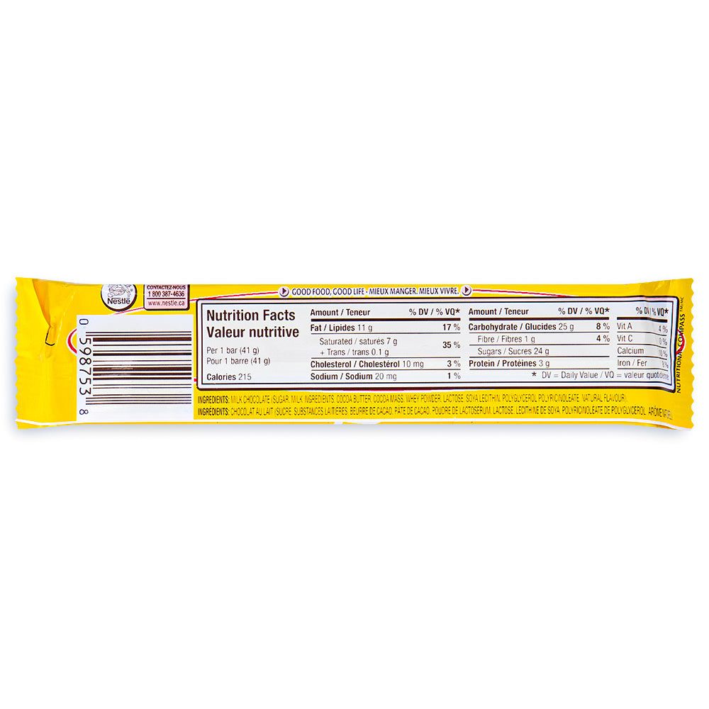 Nestle Mirage Bar 41g - 36 Pack - Canadian Chocolate Bars - Nutrition Facts - Ingredients