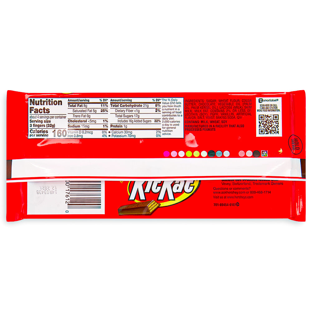 Kit Kat XL Bar 4.5oz - 12 Pack Nutrition Facts Ingredients