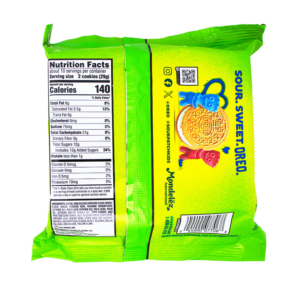 Oreo Cookies with Sour Patch Kids 10.68oz - 12 Pack  Nutrition Facts Ingredients