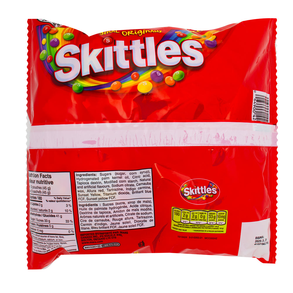 Skittles Fun Size 20ct - 1 Bag  Nutrition Facts Ingredients
