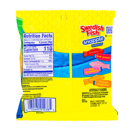 Swedish Fish Snapple 3.59oz - 12 Pack  Nutrition Facts Ingredients