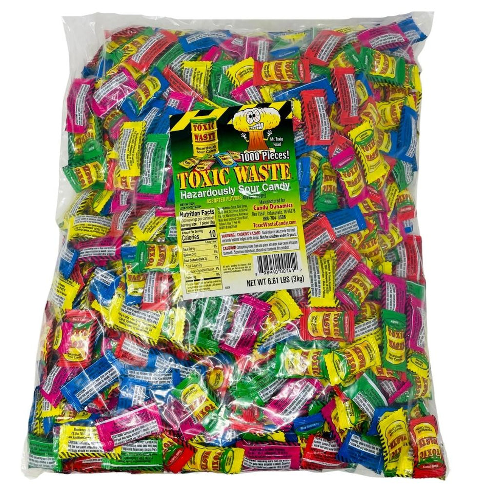 Toxic Waste Assorted Hazardously Sour Candy 1000 Pieces 3kg - 1 Pack