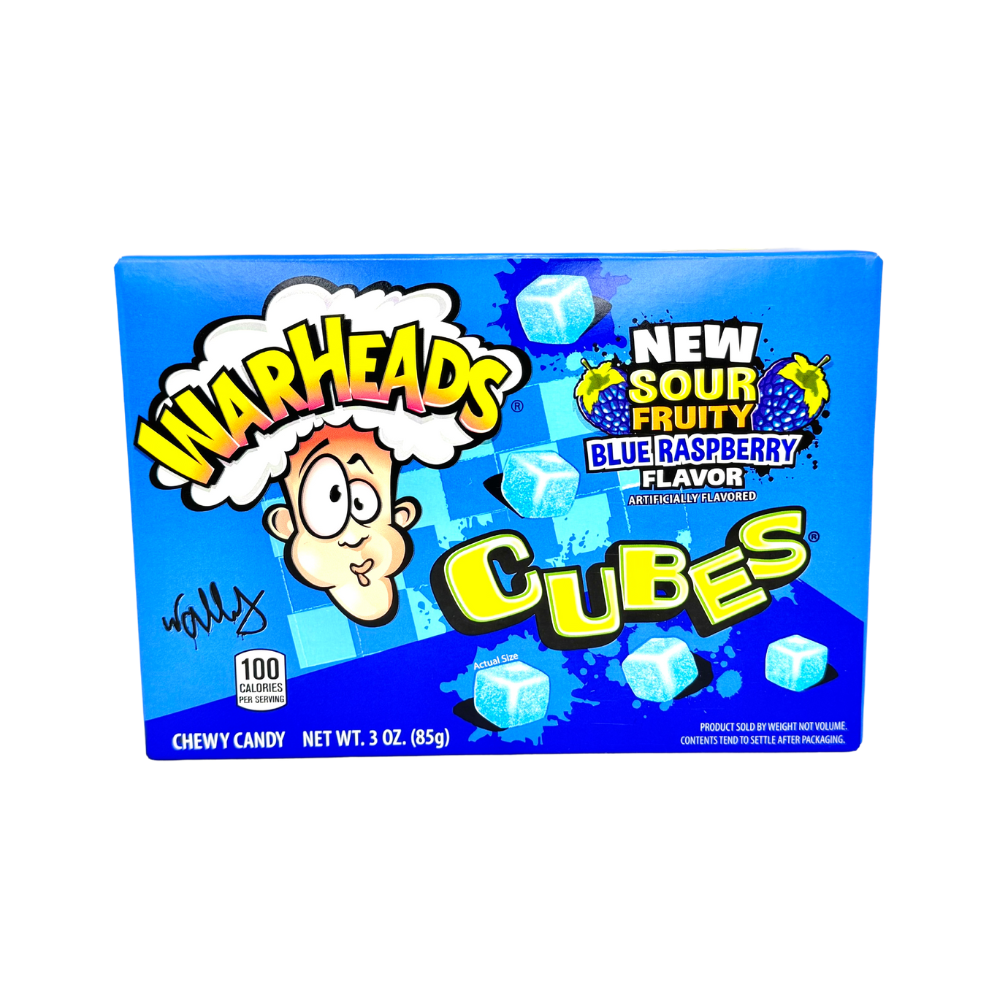 Warheads Chewy Cubes Blue Raspberry Theatre Box 3oz - 12 Pack